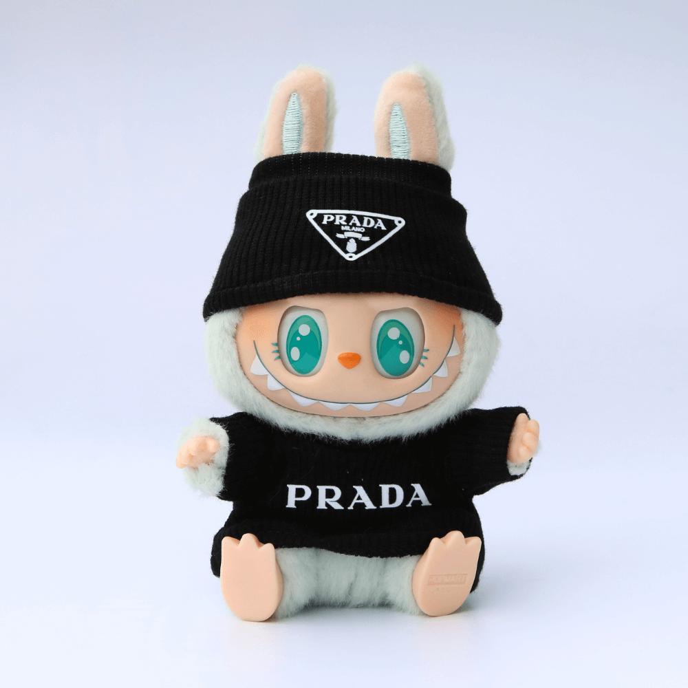 Mini Prada Look 2-Piece Set – Top & Cap - 6.7″ Labubu Fashion Clothes