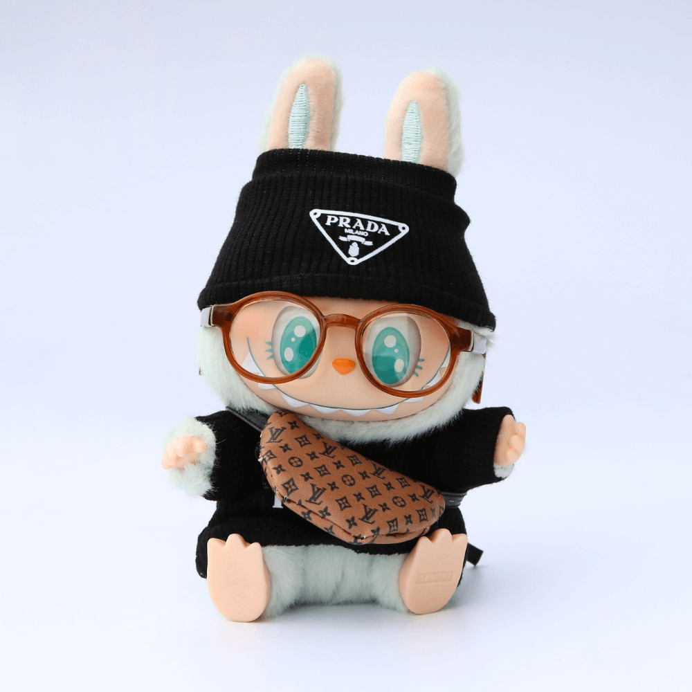 Mini Prada Look 2-Piece Set – Top & Cap - 6.7″ Labubu Fashion Clothes