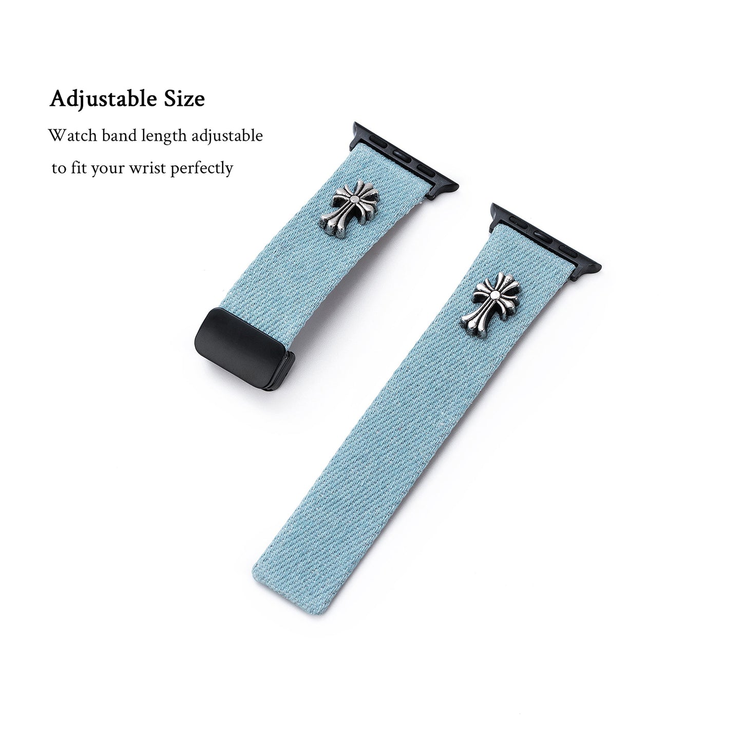 Denvora™ – Metallverziertes Denim-Uhrenarmband