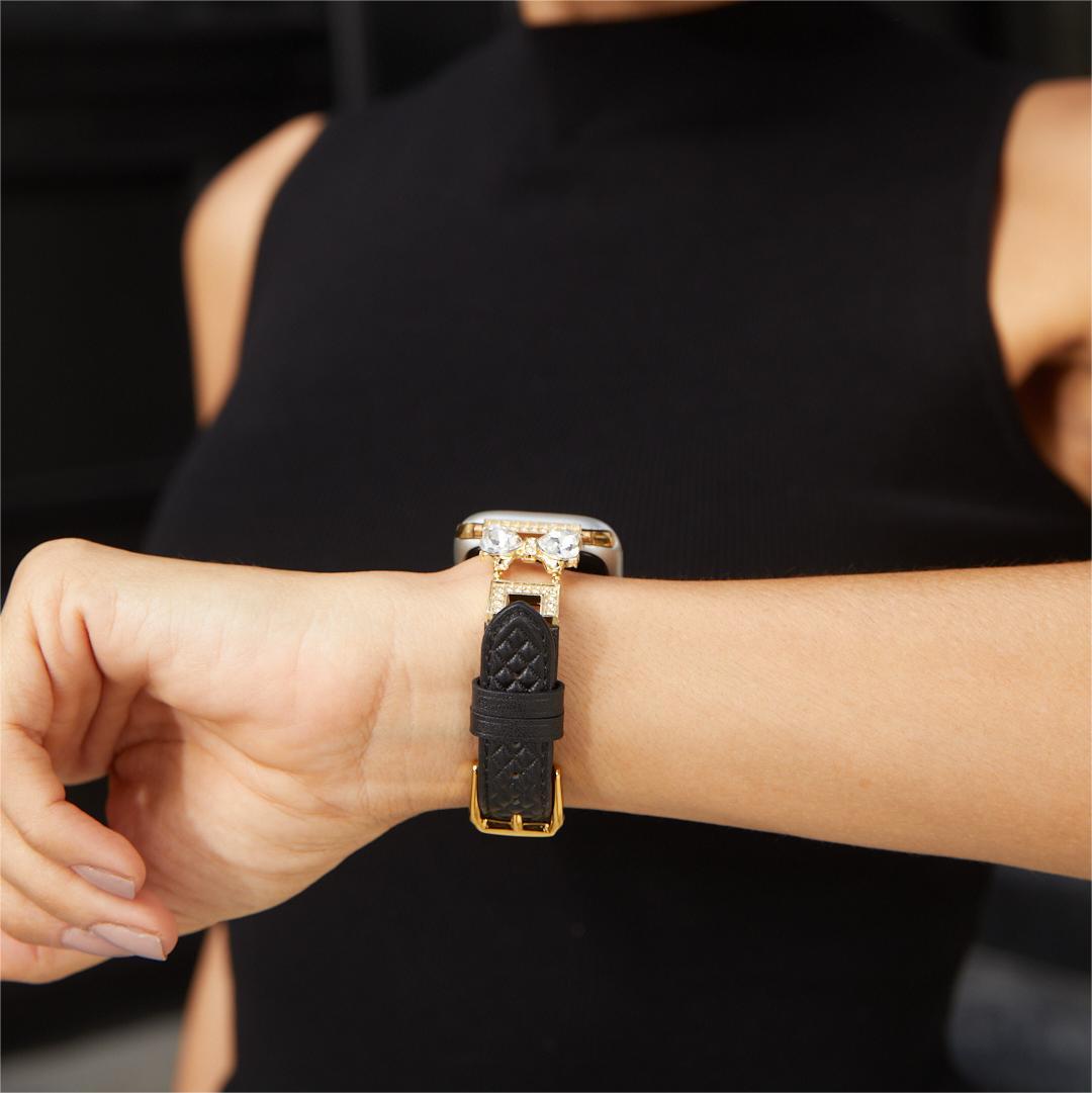Bowrhin™ – Rhinestone Bowknot Leather Watch Band