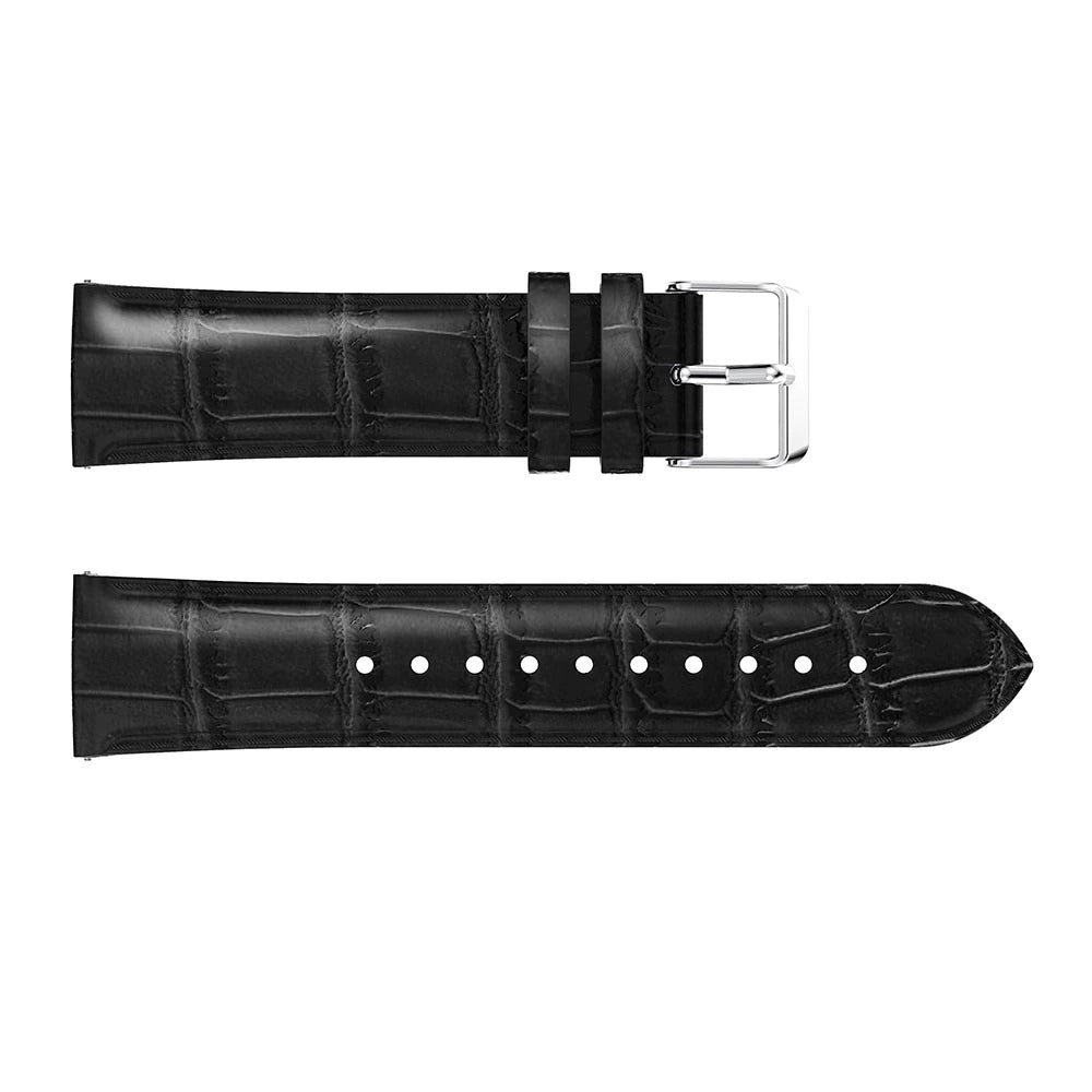 Black Smooth Leather Strap | For Huawei & Amazfit Smartwatches
