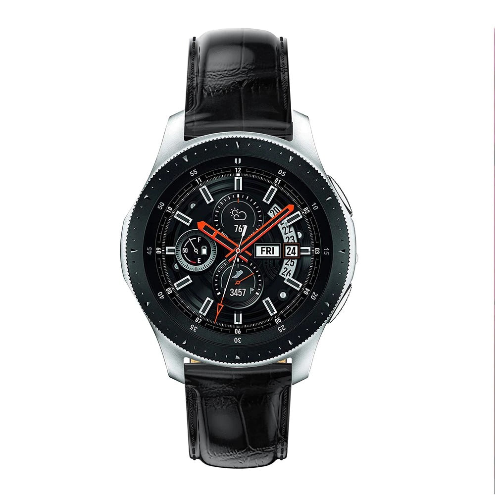Black Smooth Leather Strap | For Huawei & Amazfit Smartwatches