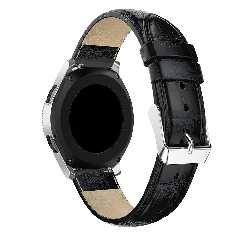 Black Smooth Leather Strap | For Huawei & Amazfit Smartwatches