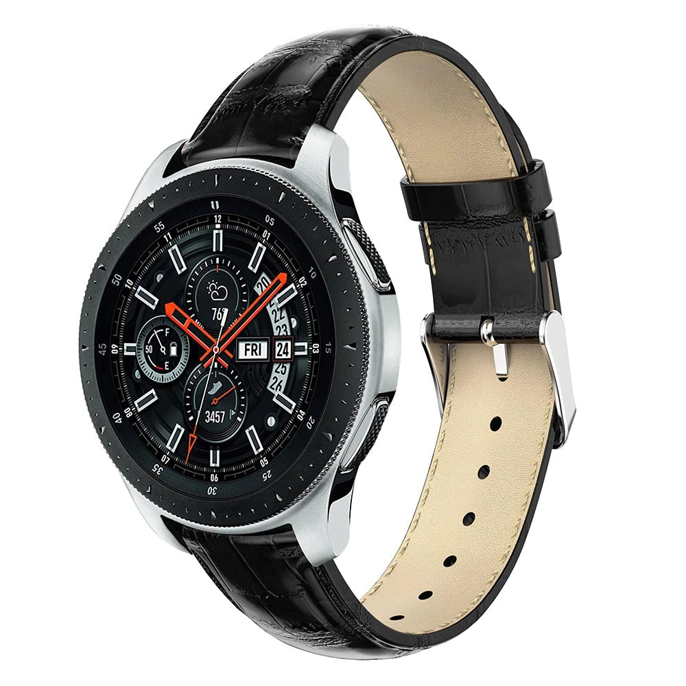 Black Smooth Leather Strap | For Huawei & Amazfit Smartwatches