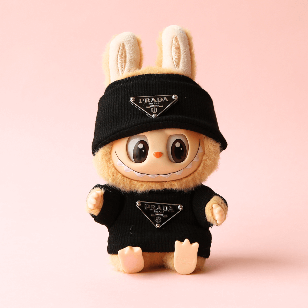 Pink Top & Hat Set - Labubu Fashion Clothes (Metallic Logo)