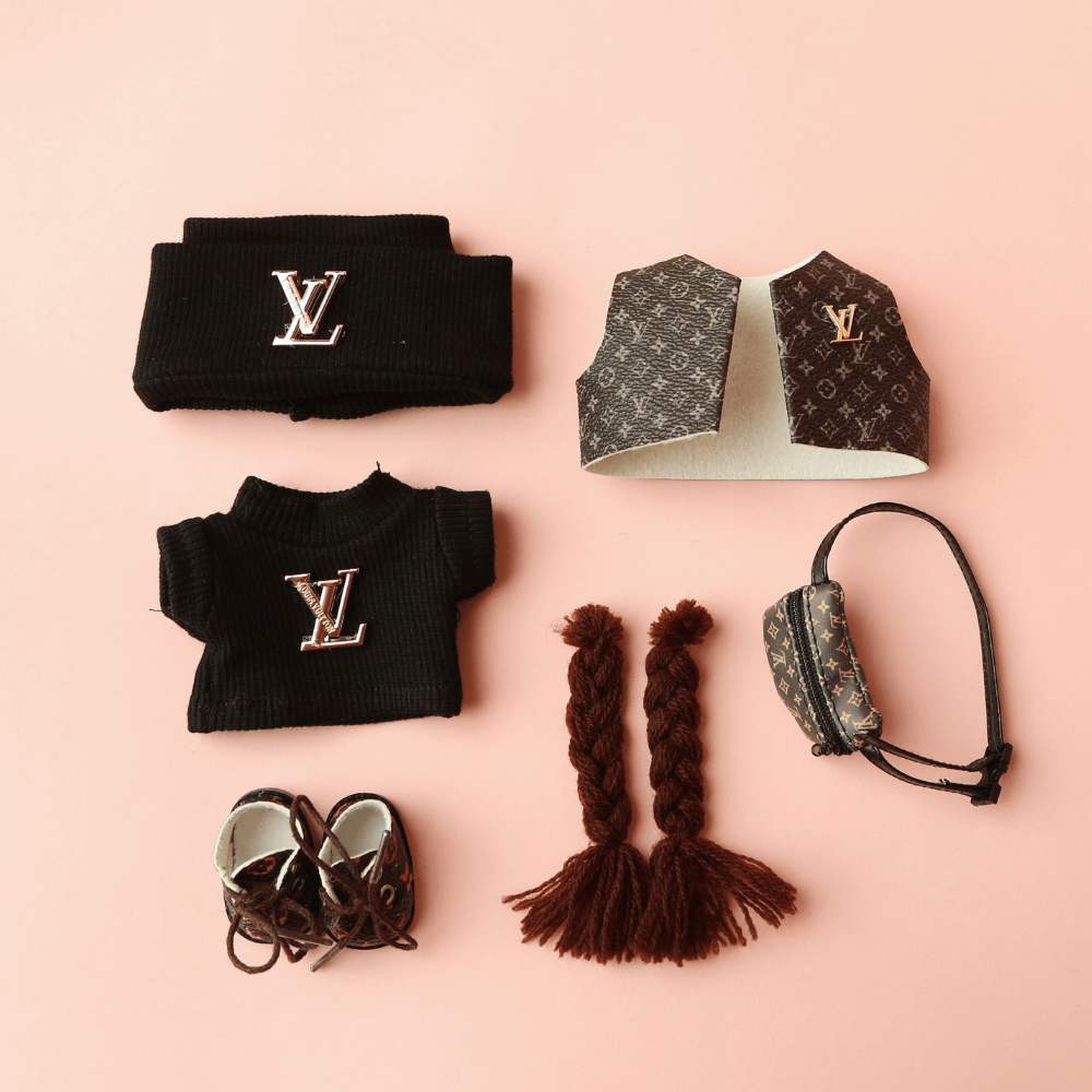 Classic Brown Monogram Set – 6-Piece Set-Labubu Clothes