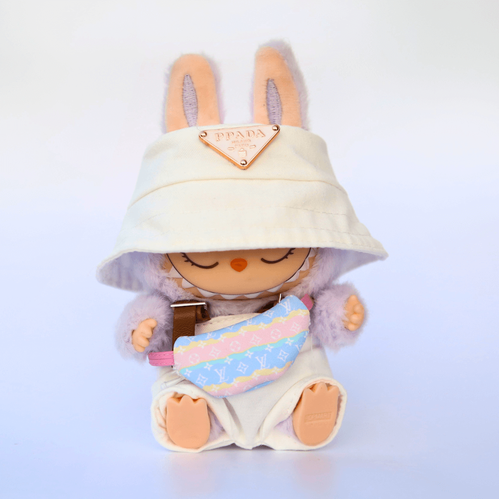 P-Style Overalls & Hat Set - Labubu Fashion Clothes (Metallic Logo)