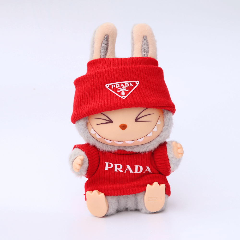 Mini Prada Look 2-Piece Set – Top & Cap - 6.7″ Labubu Fashion Clothes