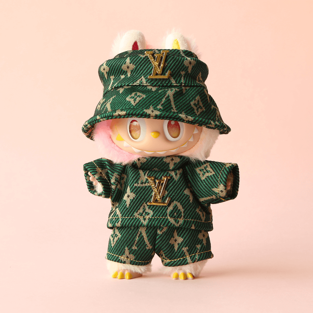 Green Monogram Luxe Set - Labubu Fashion Clothes