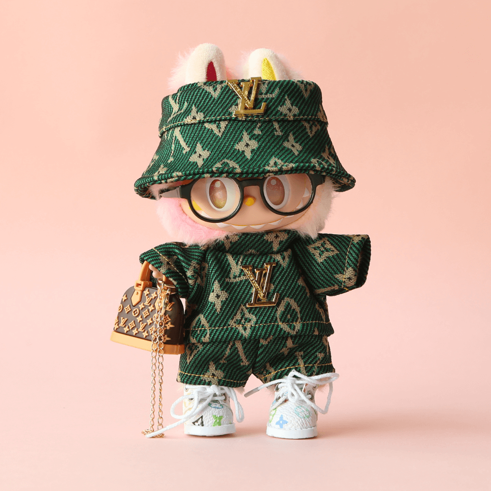 Green Monogram Luxe Set - Labubu Fashion Clothes