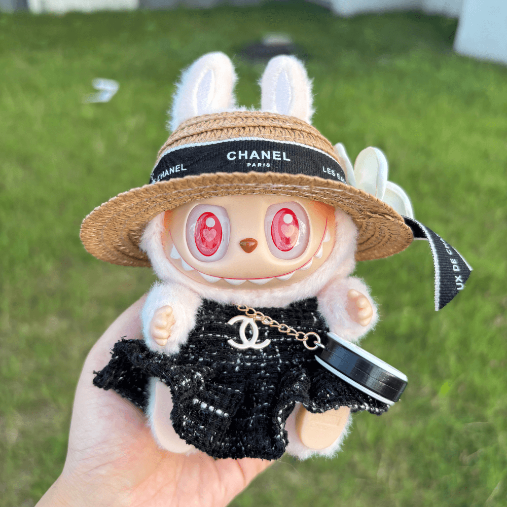 Coco Luxe Dress, Hat & Bag 3-Piece Set - Labubu Clothes (Bag Included)