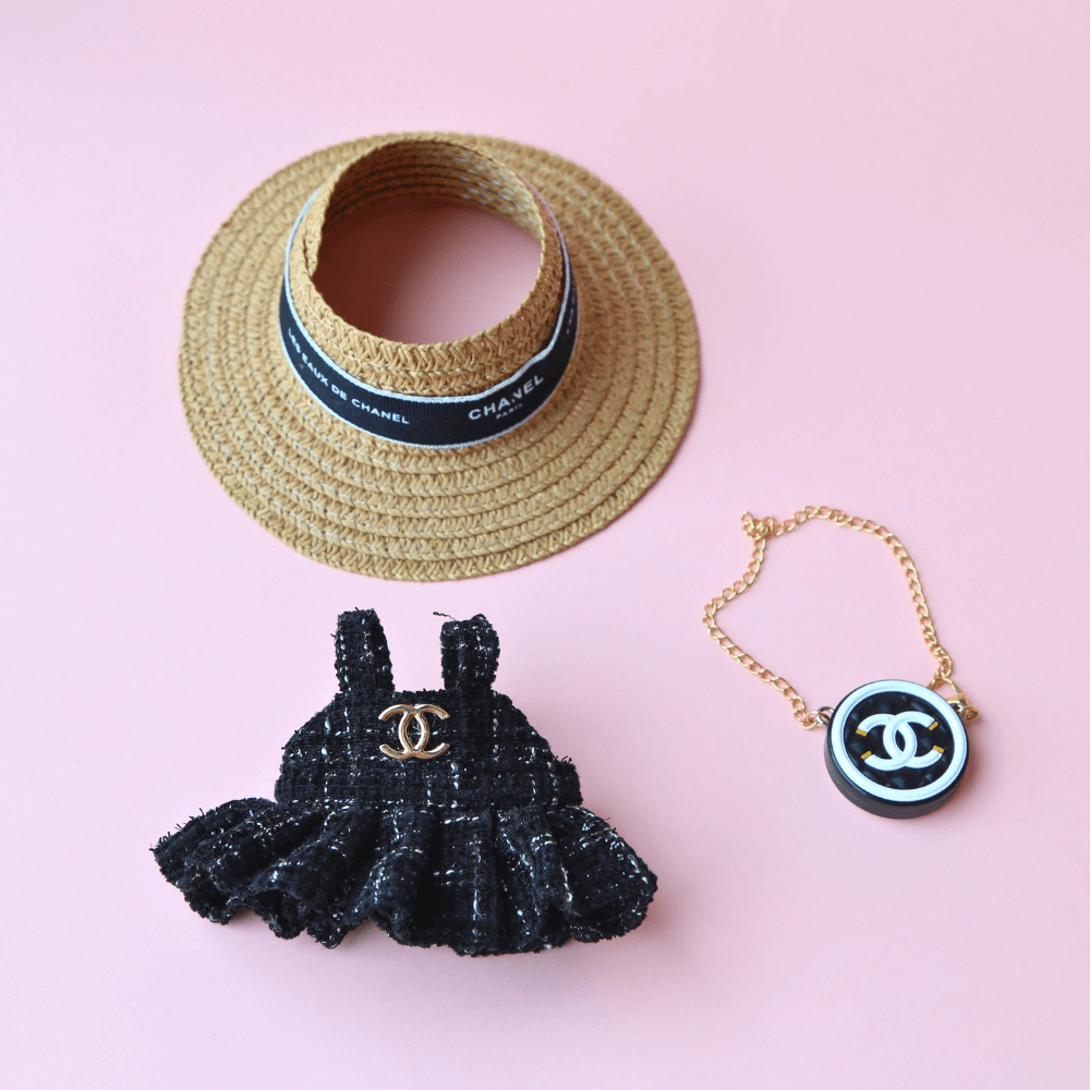 Coco Luxe Dress, Hat & Bag 3-Piece Set - Labubu Clothes (Bag Included)