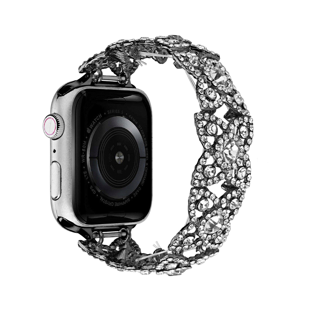 Florhine™ – Elastisches Uhrenarmband mit Strass-Blumen