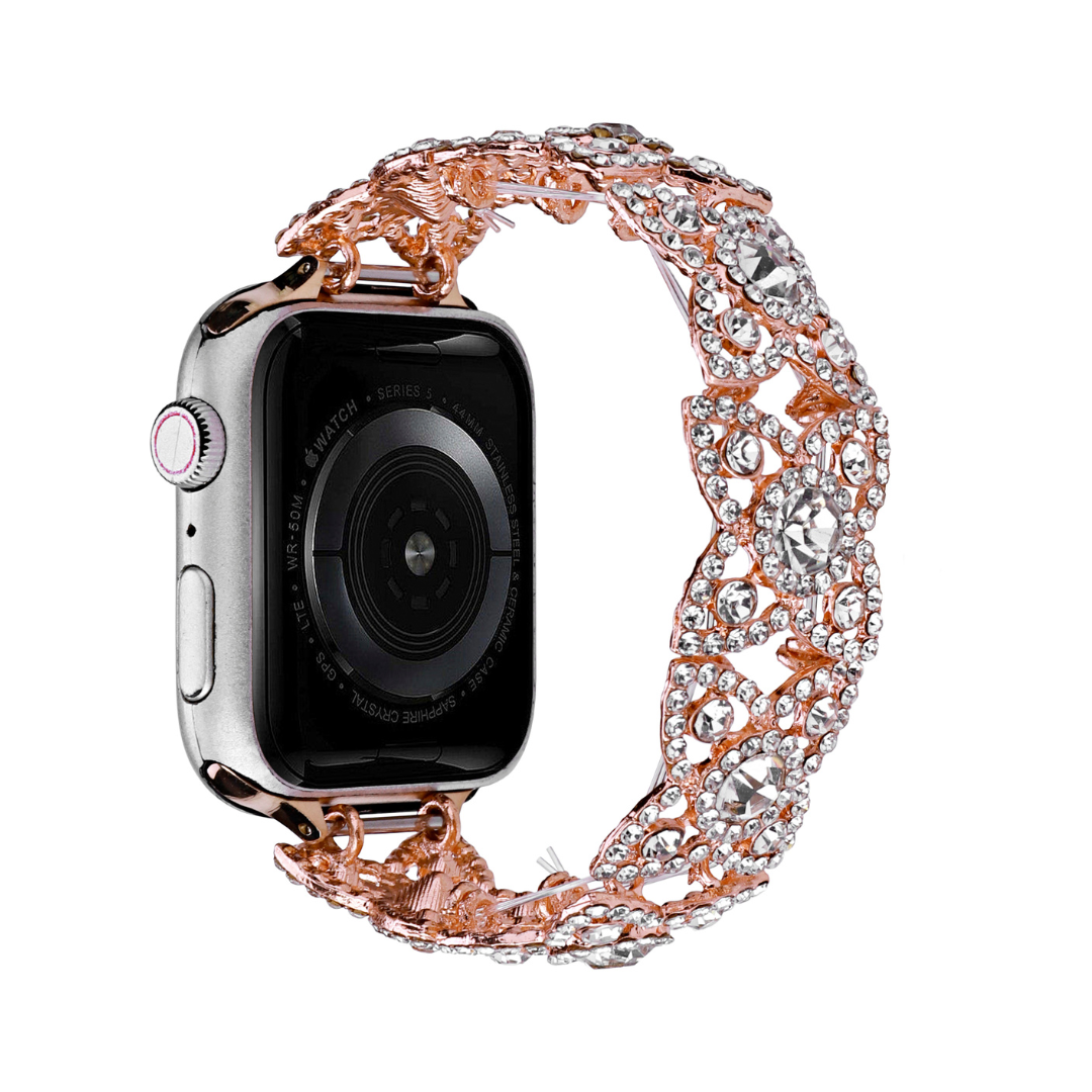 Florhine™ – Elastisches Uhrenarmband mit Strass-Blumen
