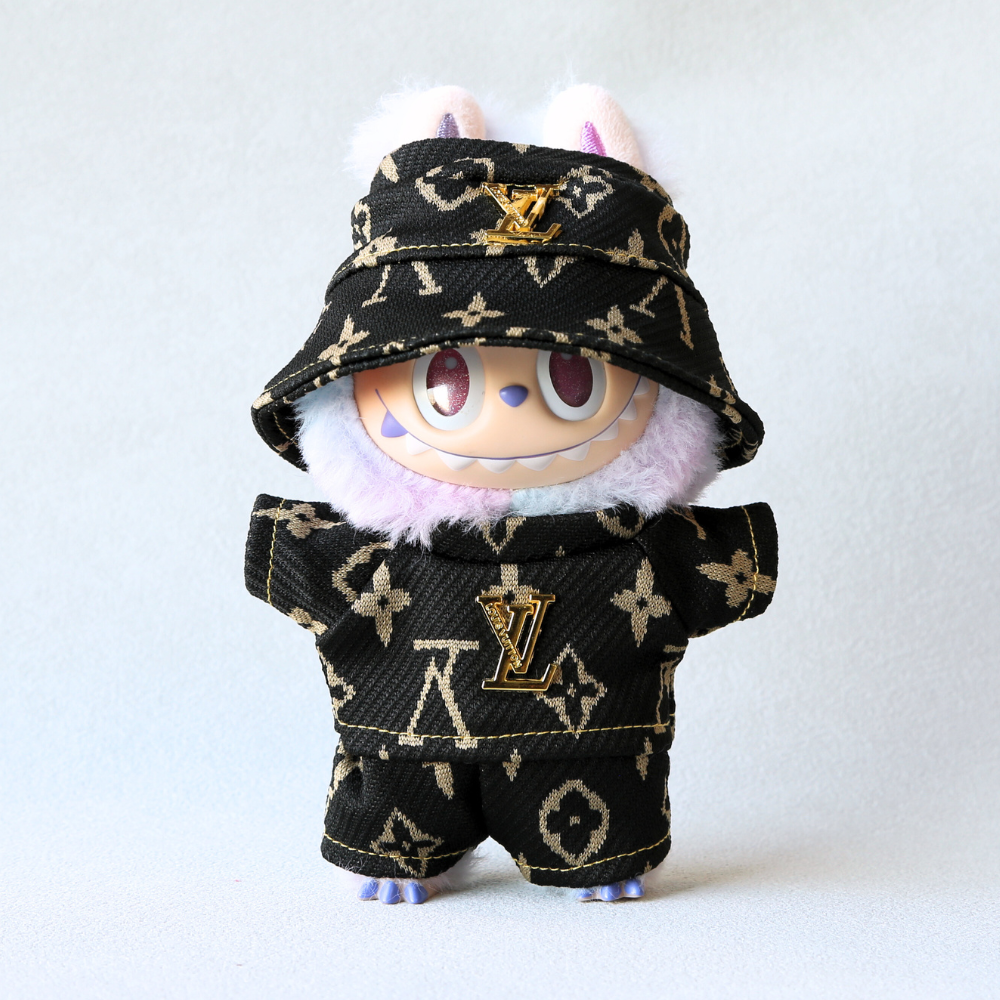 Black Monogram Luxe Set - Labubu Fashion Clothes