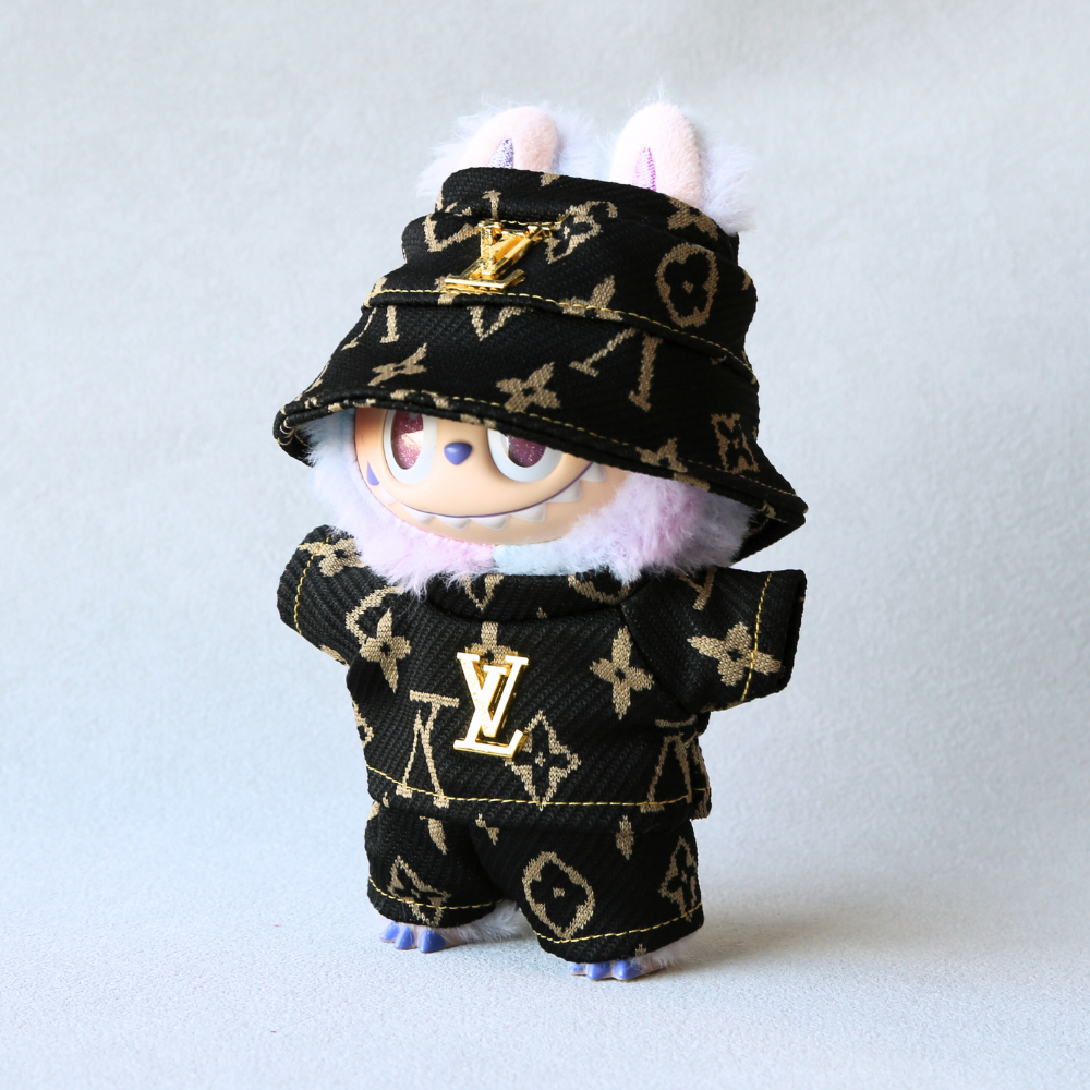 Black Monogram Luxe Set - Labubu Fashion Clothes