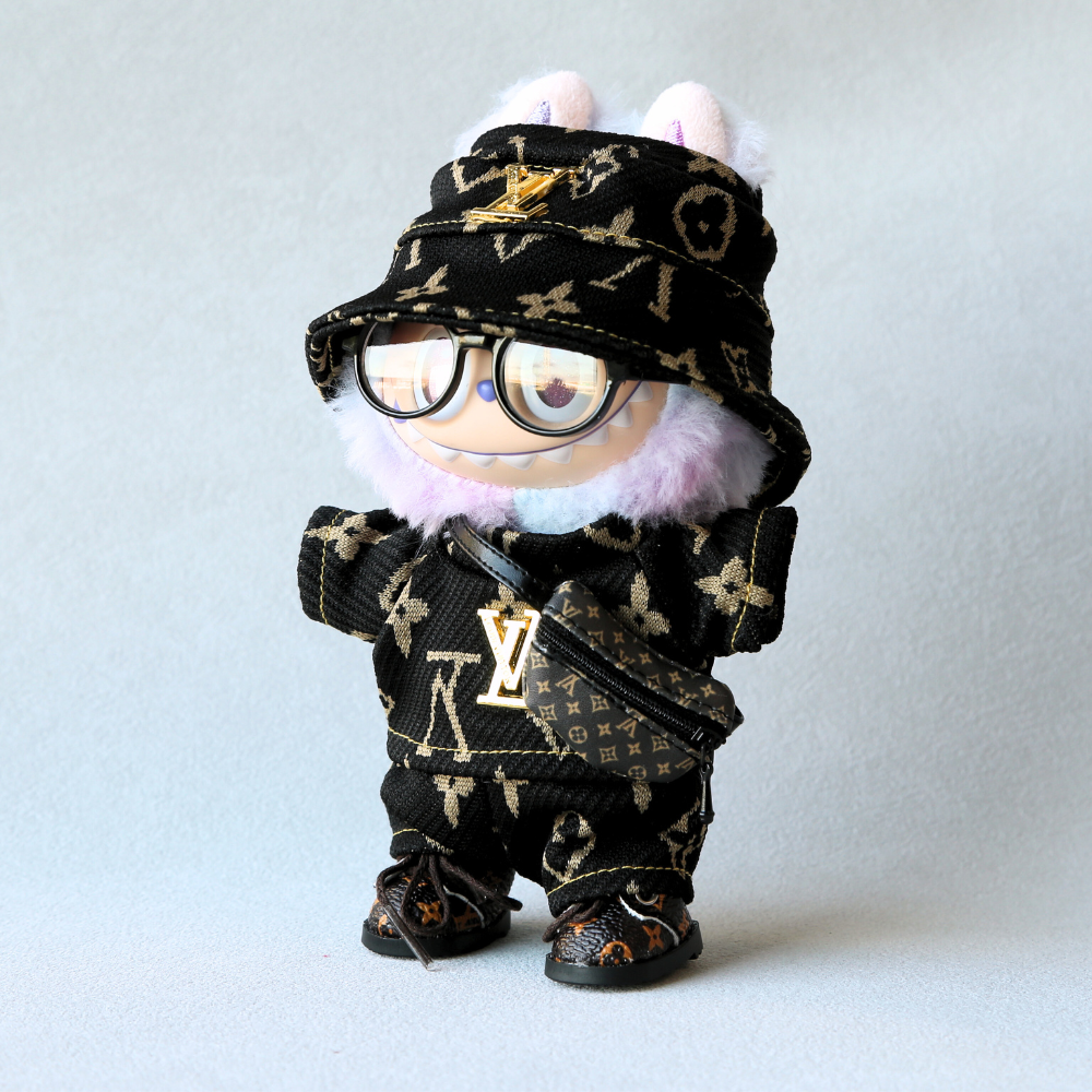 Black Monogram Luxe Set - Labubu Fashion Clothes