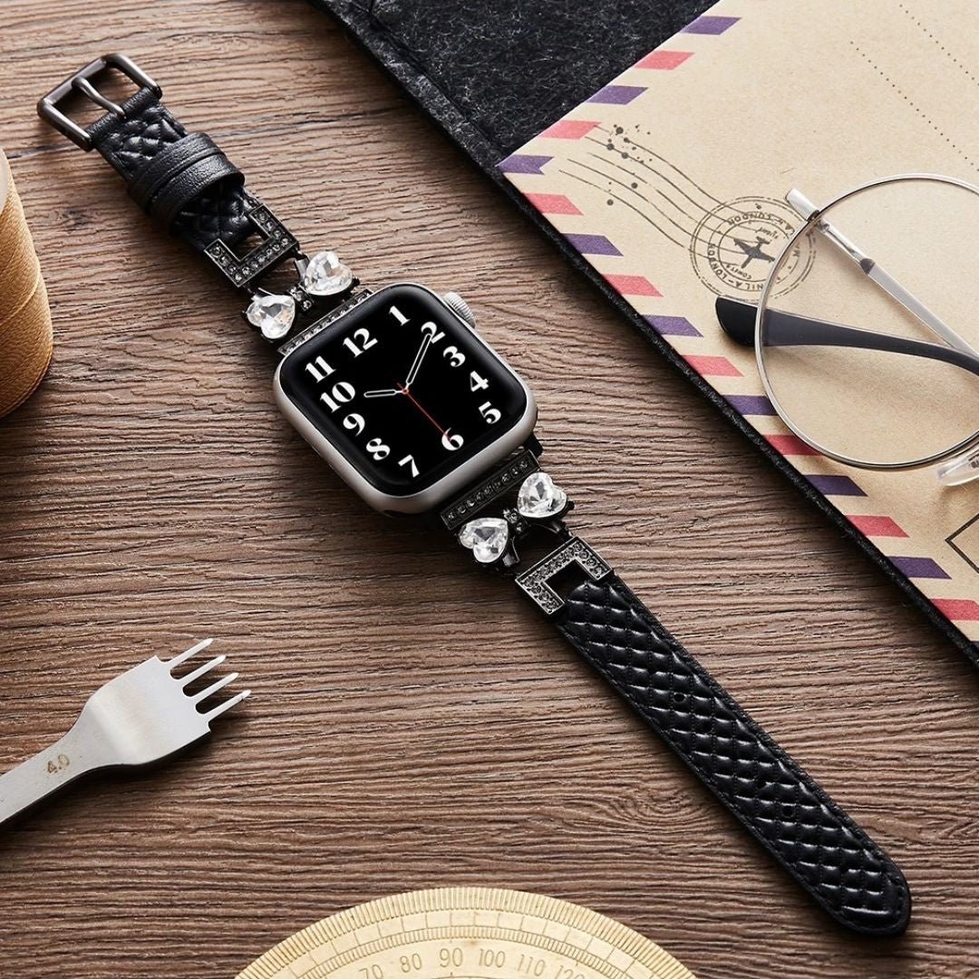 Bowrhin™ – Rhinestone Bowknot Leather Watch Band