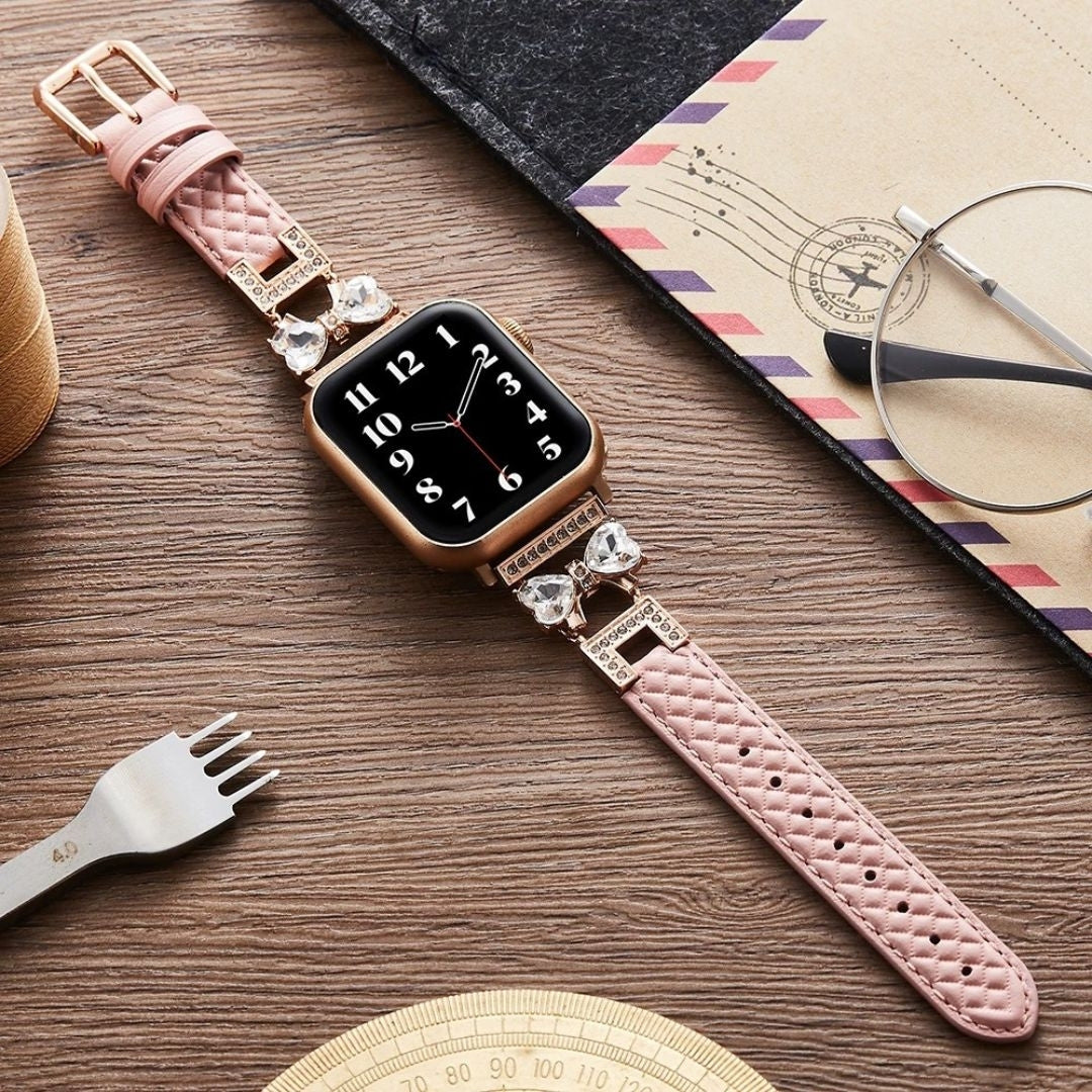 Bowrhin™ – Rhinestone Bowknot Leather Watch Band