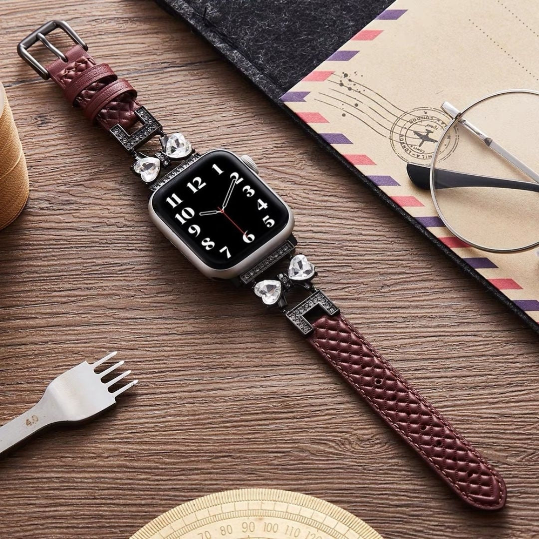 Bowrhin™ – Rhinestone Bowknot Leather Watch Band