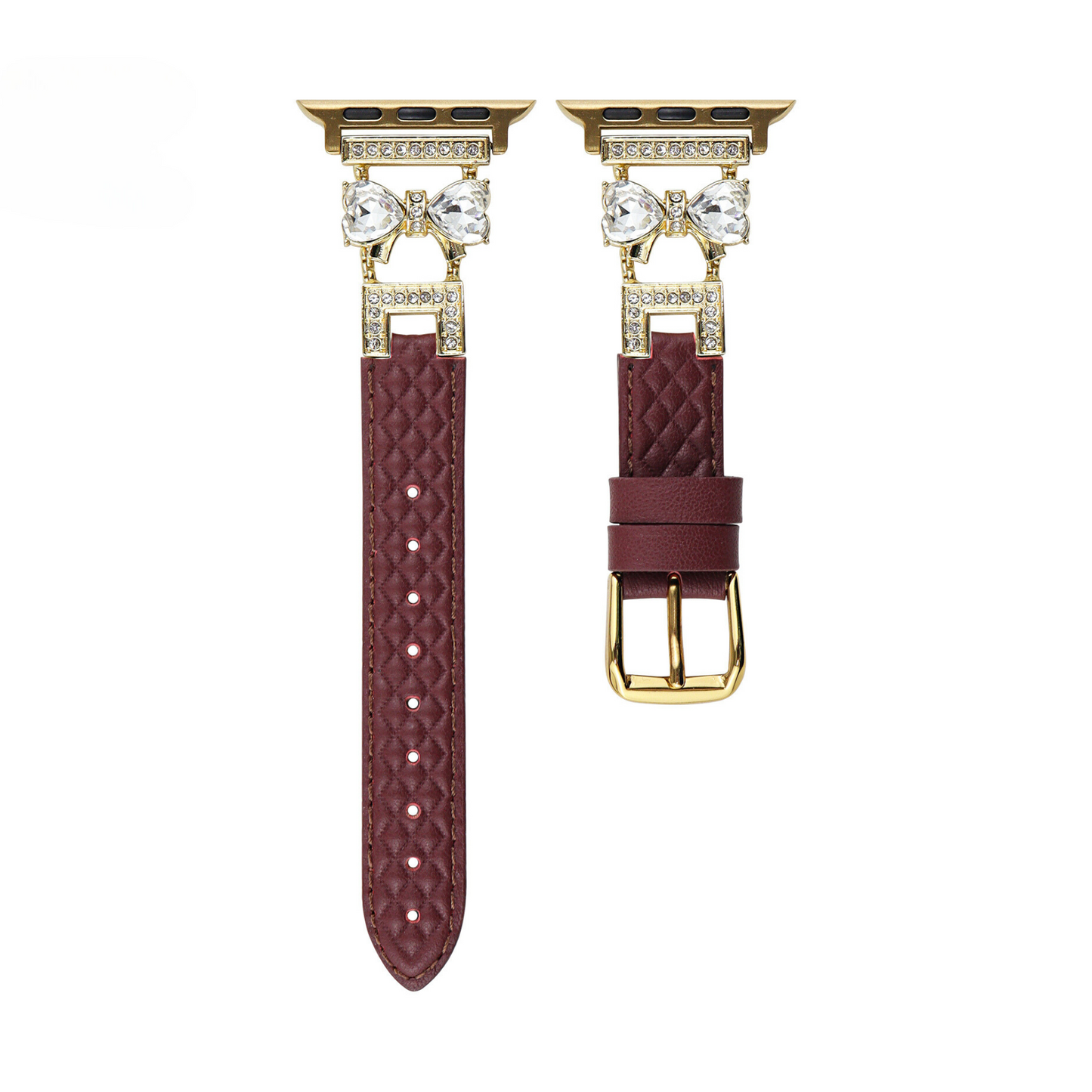 Bowrhin™ – Rhinestone Bowknot Leather Watch Band