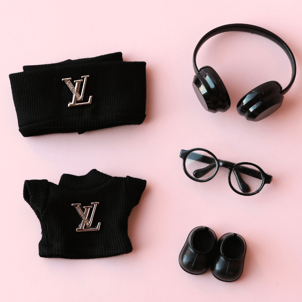 L-Style Top & Hat Set - Labubu Fashion Clothes (Metallic Logo)