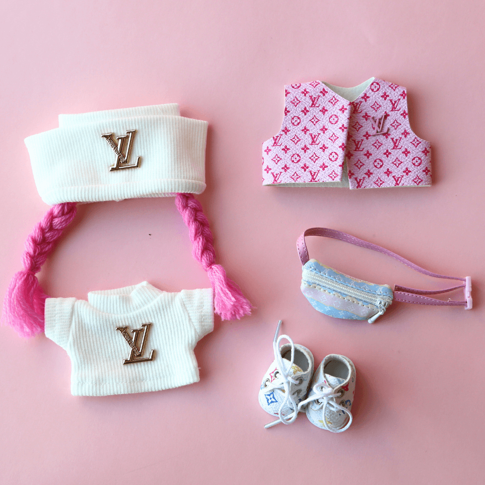 Classic Pink Monogram Set – 6-Piece Set-Labubu Clothes