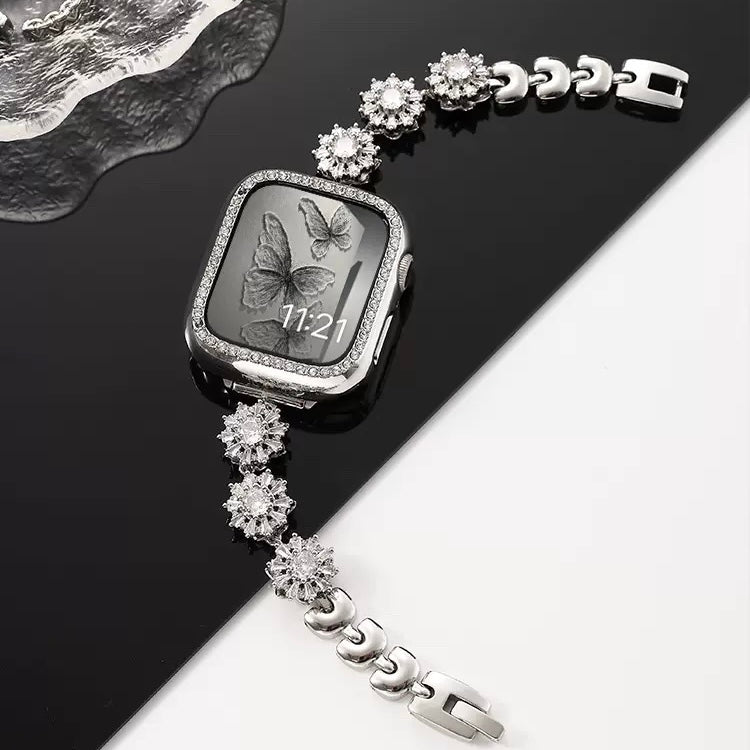 Snowtate™ – Drehbares Uhrenarmband mit Strasssteinen und Schneeflocken