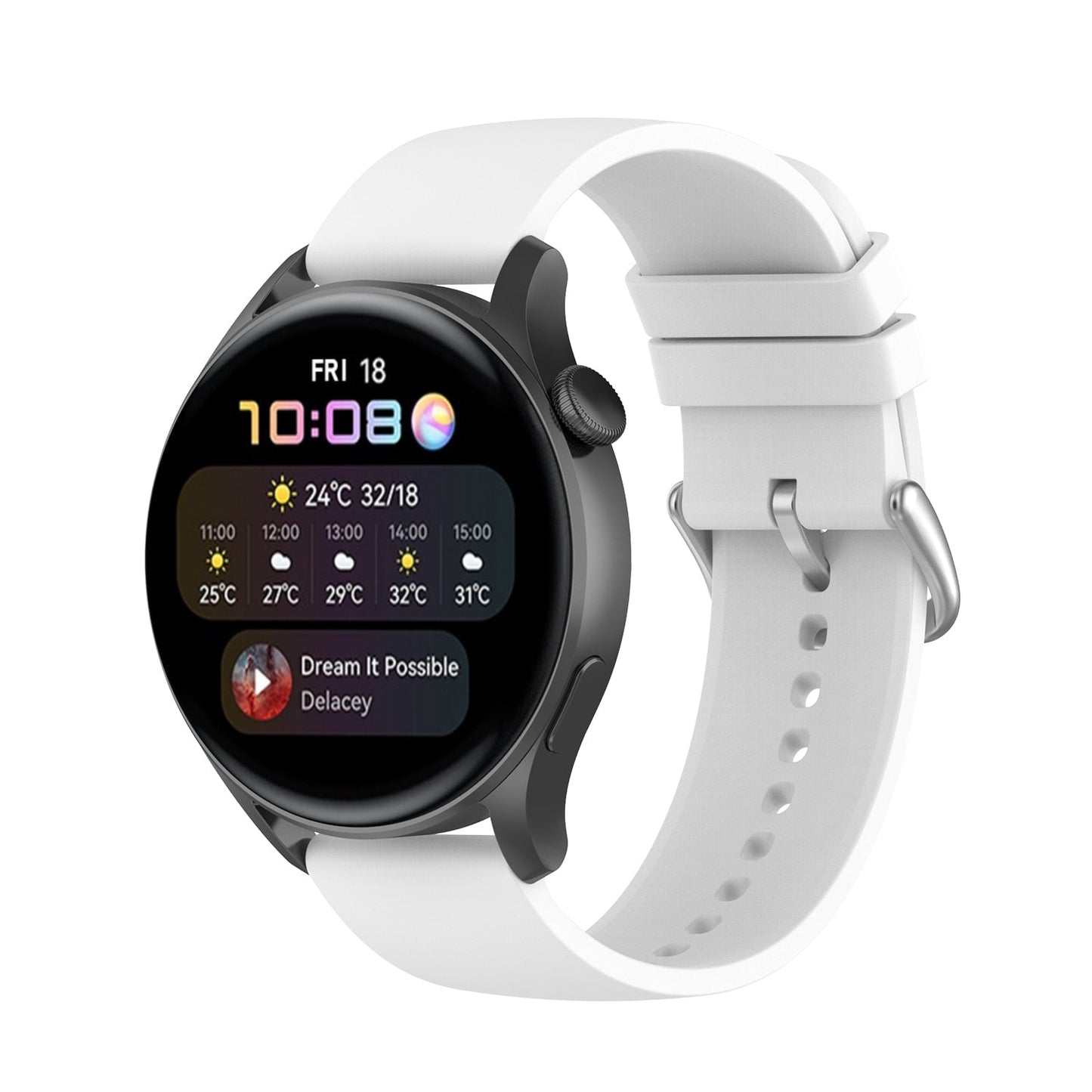 White Plain Silicone Strap | For Huawei & Amazfit Smartwatches