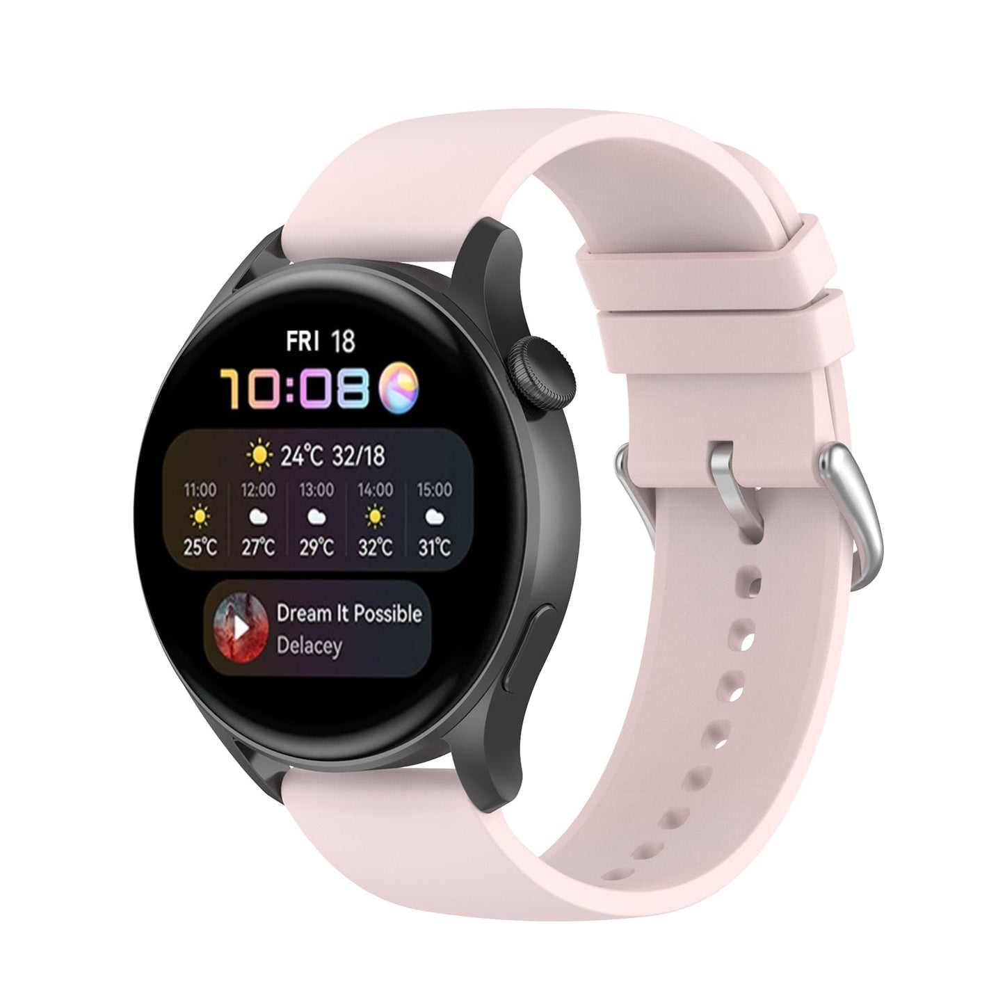 Light Pink Plain Silicone Strap | For Huawei & Amazfit Smartwatches