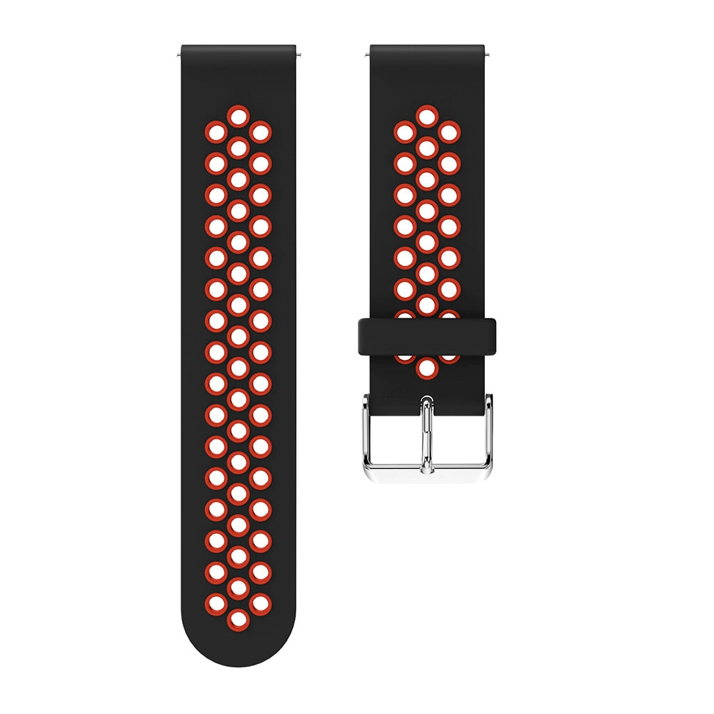 Black/Red Silicone Sports® Strap | For Huawei & Amazfit Smartwatches