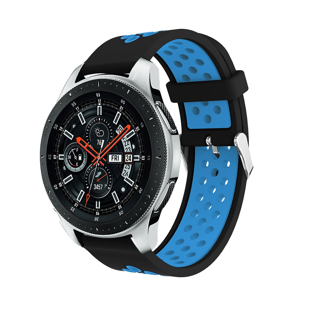 Black/Blue Silicone Sports® Strap | For Huawei & Amazfit Smartwatches