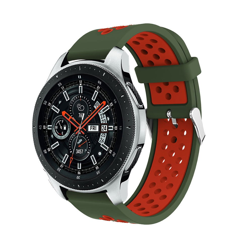 Army Green/Red Silicone Sports® Strap | For Huawei & Amazfit Smartwatches