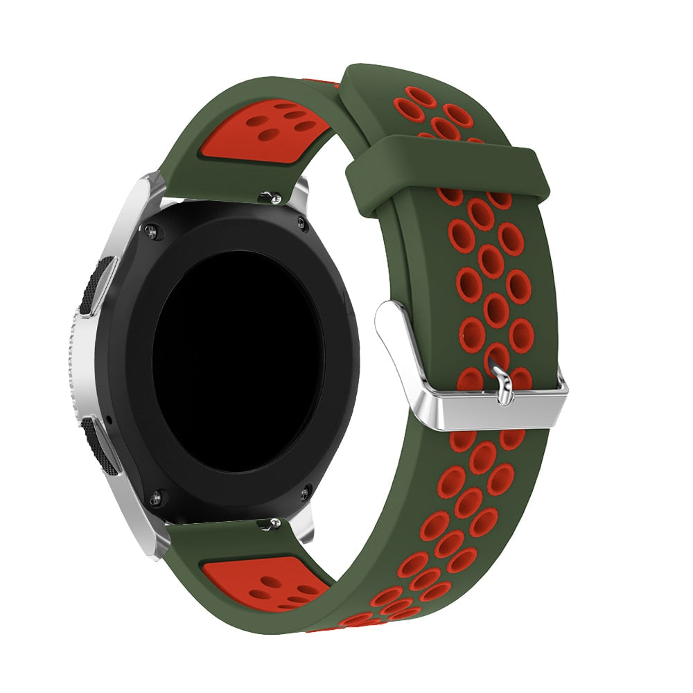 Army Green/Red Silicone Sports® Strap | For Huawei & Amazfit Smartwatches