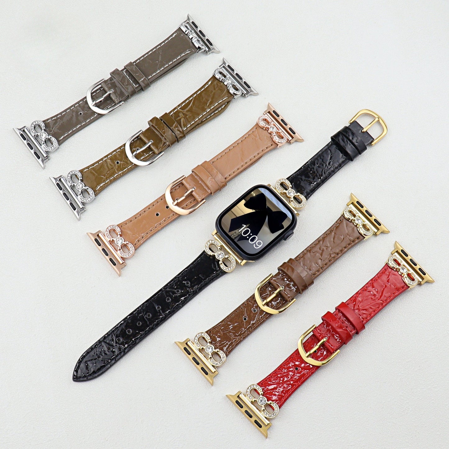 Glossette™ – Uhrenarmband aus glänzendem Leder mit Schleife