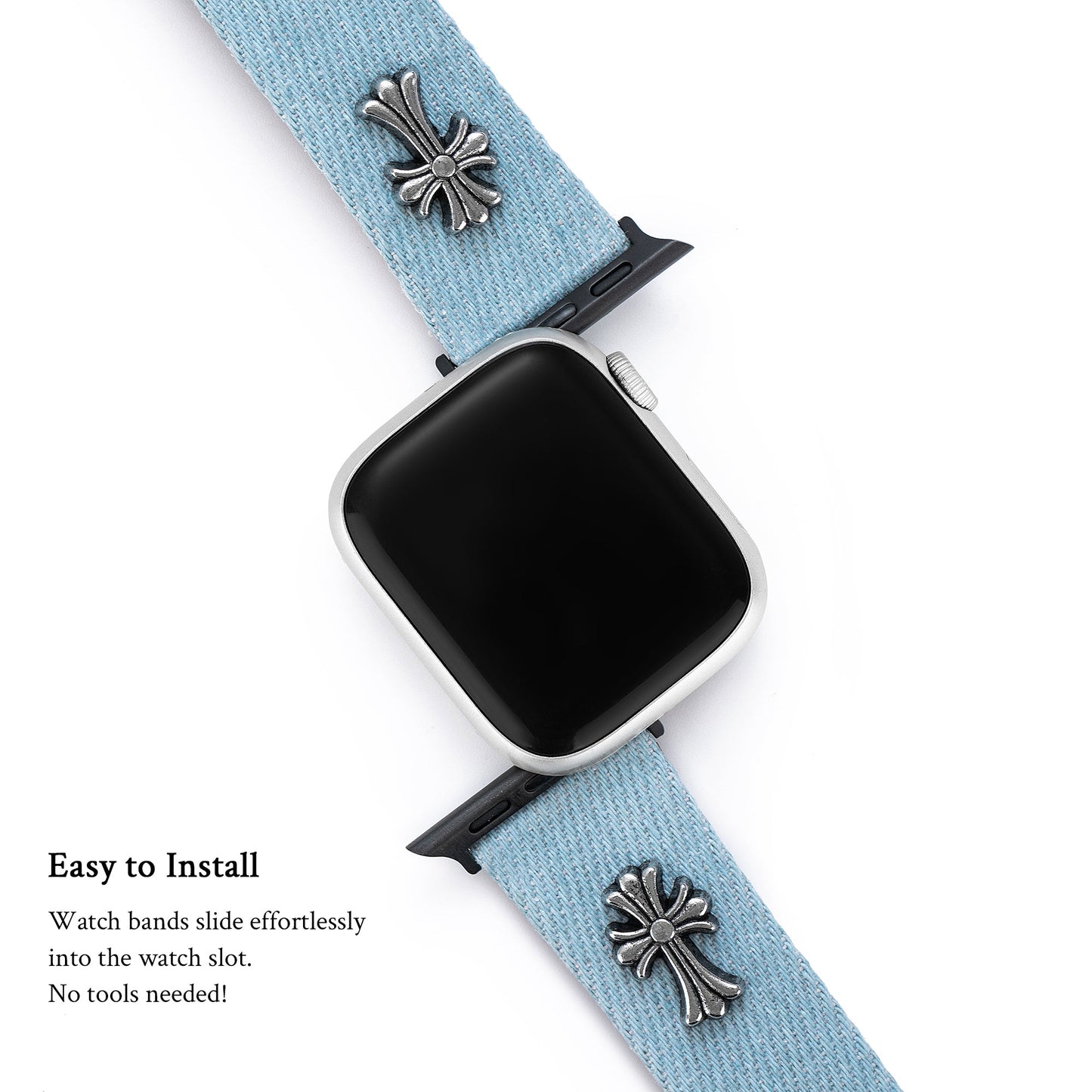 Denvora™ – Metallverziertes Denim-Uhrenarmband
