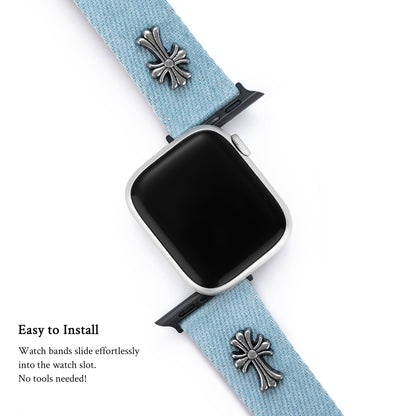 Denvora™ – Metallverziertes Denim-Uhrenarmband