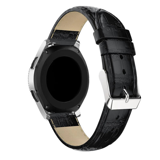 Black Smooth Leather Strap | For Huawei & Amazfit Smartwatches