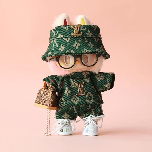 Green Monogram Luxe Set - Labubu Fashion Clothes