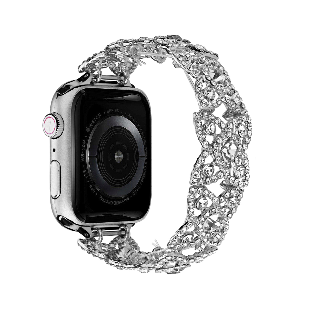 Florhine™ – Elastisches Uhrenarmband mit Strass-Blumen