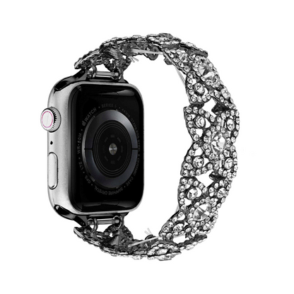 Florhine™ – Elastisches Uhrenarmband mit Strass-Blumen