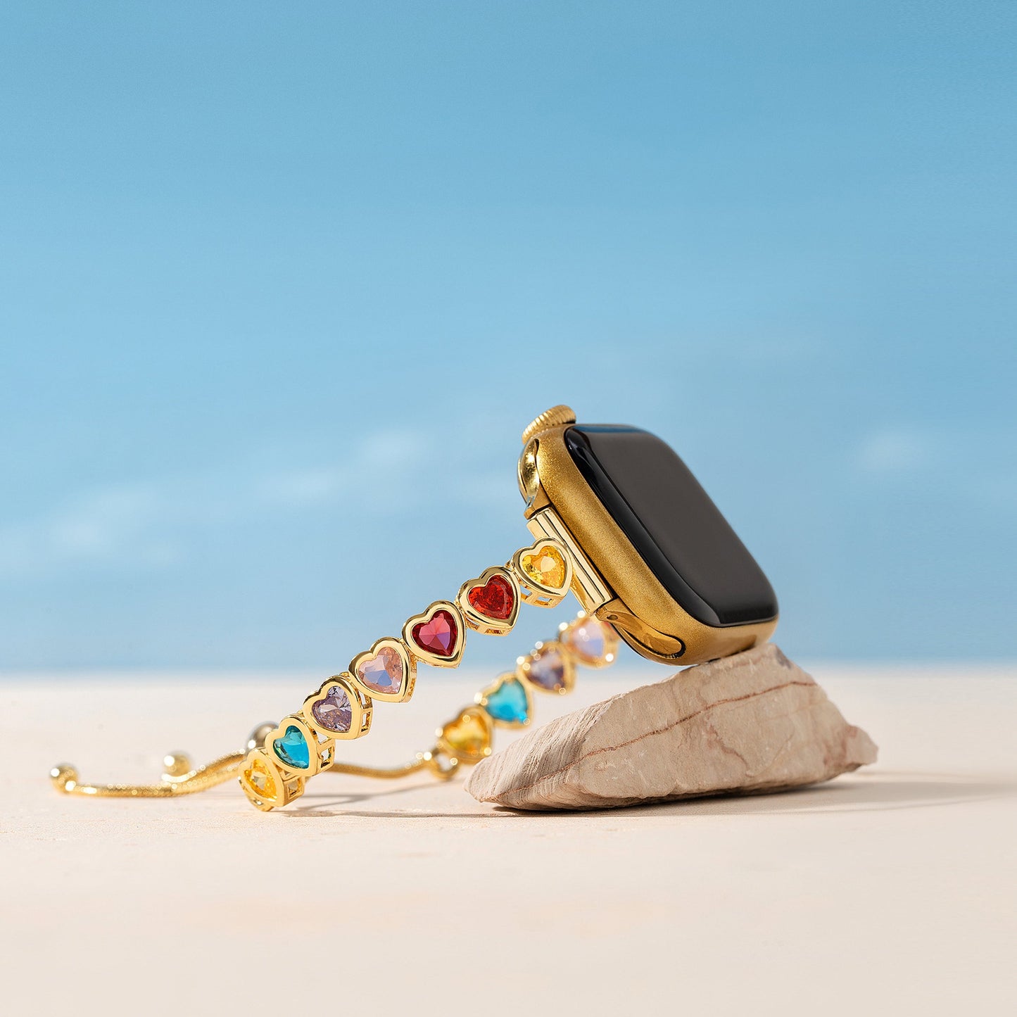 Goldovia™ – Rainbow Love 14 Karat vergoldetes Uhrenarmband