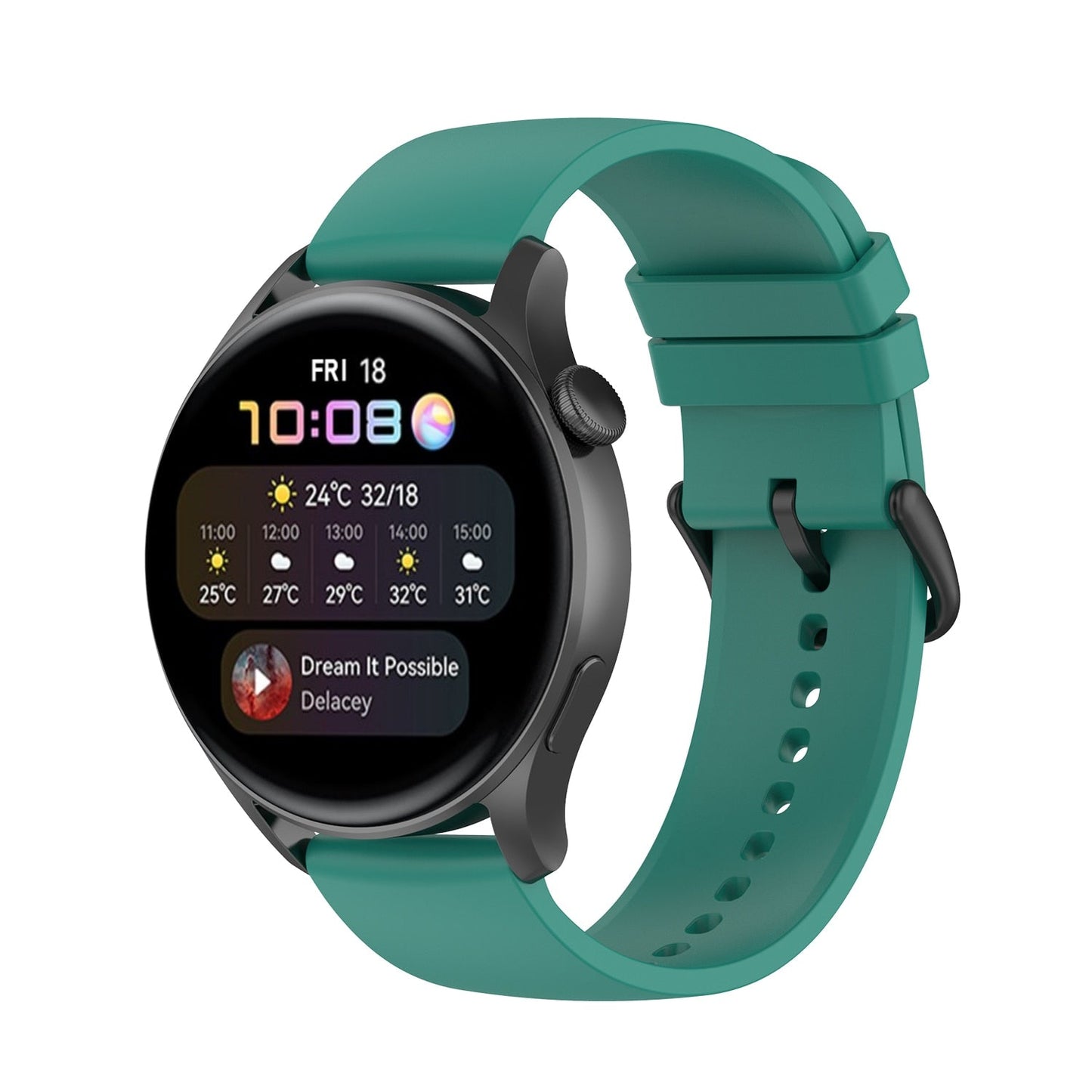 Green Plain Silicone Strap | For Huawei & Amazfit Smartwatches