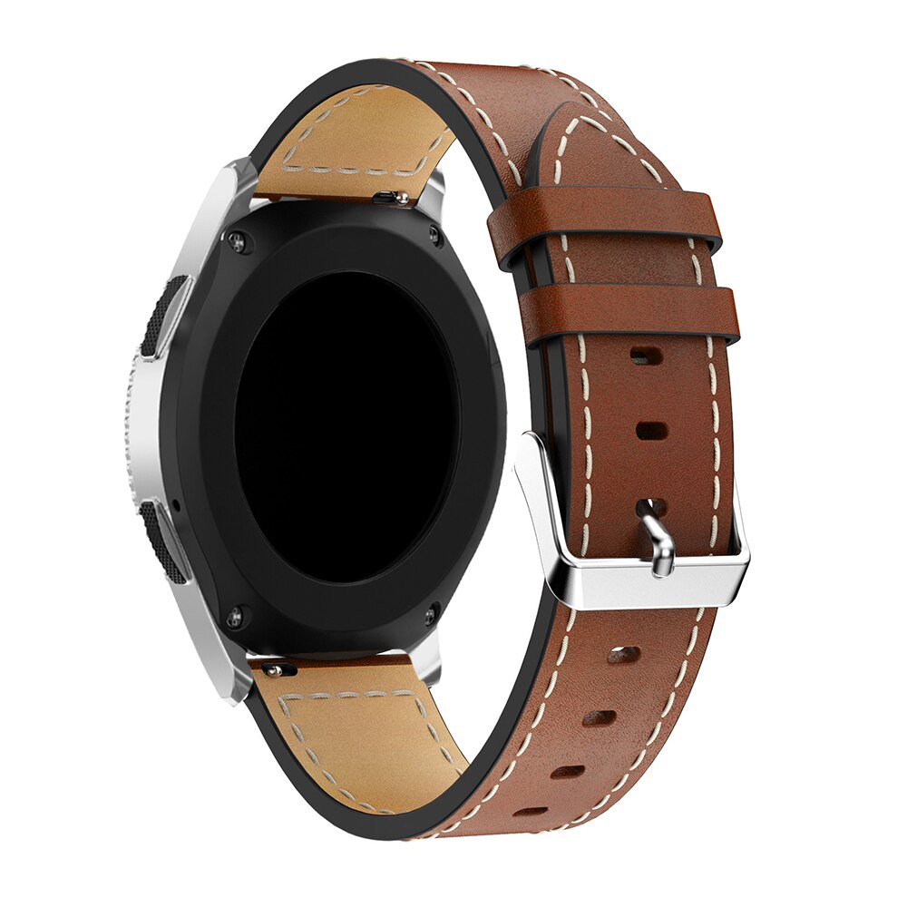 Brown Stitched Leather Strap | For Huawei & Amazfit Smartwatches