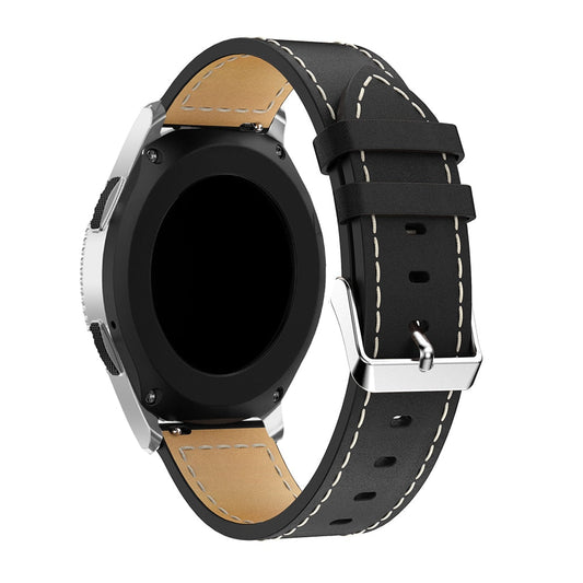 Black Stitched Leather Strap | For Huawei & Amazfit Smartwatches