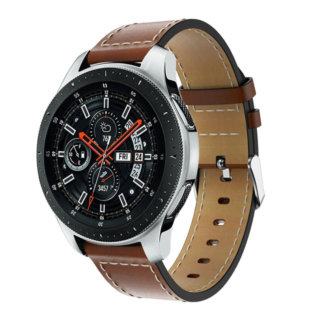 Brown Stitched Leather Strap | For Huawei & Amazfit Smartwatches